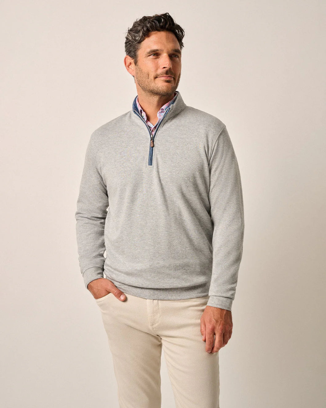 The Sully 1/4 Zip Pullover- Light Grey